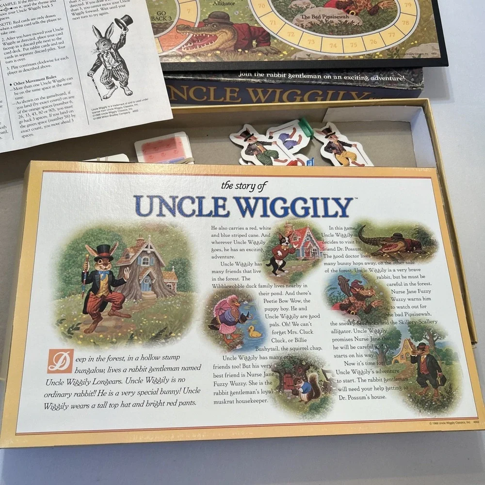 The Uncle Wiggly Game Milton Bradley 1988 Vintage 100% Complete Board Game